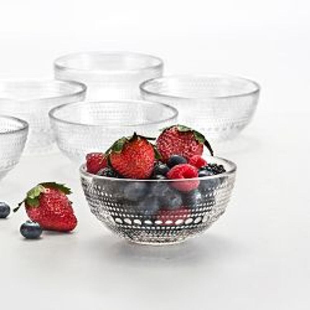 Fortessa Jupiter Transparent Glass Bowls, Six-Piece Set, New in Box